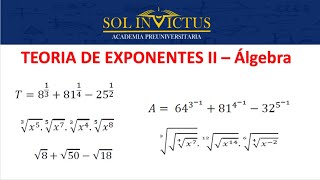 TEORIA DE EXPONENTE II  RADICACION   NIVEL ESCOLAR Teoria y Ejercicios [upl. by Oigres571]