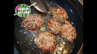 CHAPLI KABAB  چبلی کباب  AFGHAN BURGER  KABOB  Dunyas Kitchen [upl. by Sajovich590]