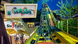 2022 La Vibora Bobsled Roller Coaster at Night On Ride Front Seat 4K POV Six Flags Over Texas [upl. by Girovard]