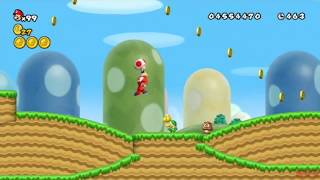 New Super Mario Bros Wii 100 Walkthrough Rescuing All Toads [upl. by Serica]