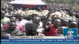 The Late Senator Otieno Kajwangs body arrives in Mbita town [upl. by Ahseenal366]