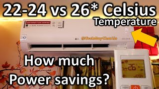 Inverter AC kWh consumption at 22  24 vs 26C temperature how much energy will you save [upl. by Hellah]