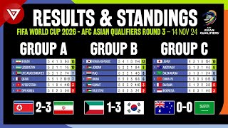 🔴MD5 FIFA World Cup 2026 AFC Asian Qualifiers Round 3 Results amp Standings Table  14 Nov 2024 [upl. by Plank236]