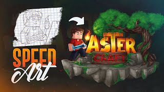 How to draw a Minecraft Server logo  AsterCraft [upl. by Anirrak51]