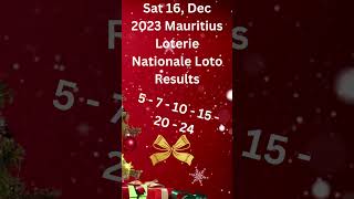 Youtube shorts Sat 16 Dec 2023 Mauritius Loterie Nationale Loto lottory [upl. by Fleisher]