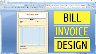 How to Create an Invoice in Microsoft Word  Bill Design in Microsoft Word [upl. by Erland632]