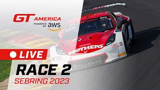 LIVE  Race 2  Sebring  GT America Powered by AWS 2023 [upl. by Aniratac]