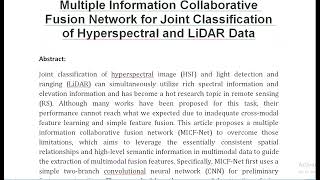 Multiple Information Collaborative Fusion Network for Joint Classification of Hyperspectral and LiDA [upl. by Bagley]