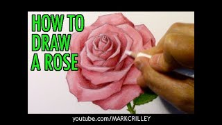 How to Draw a Rose and Add Color [upl. by Rafiq]