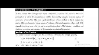 PDE Two dimensional wave equation with dirichlet boundary conditions Analysis of the method lec 7 [upl. by Ittocs]