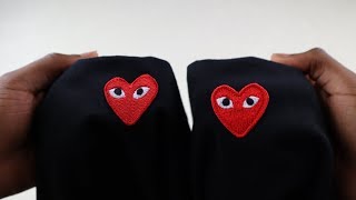 How to spot fake Comme des Garcons  Real vs replica CDG Play t shirt [upl. by Llertnac]