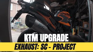 KTM 1290 Super Adventure SC Project Exhaust Installation muffler delete beforeafter sound [upl. by Leboff165]