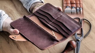 Making a Womens Leather Wallet WITH PATTERN [upl. by Oam]