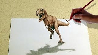 How To Draw A 3D Dinosaur  3d Art  Optical illusion [upl. by Rankin461]