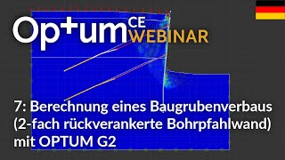 Beispiel 7  Berechnung eines Baugrubenverbaus 2fach rückverankerte Bohrpfahlwand mit OPTUM G2 [upl. by Haidej]