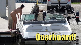 A Girl Winds Up Overboard  Boynton Beach  Miami Boat Ramps  Broncos Guru  Wavy Boats [upl. by Aljan303]