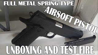 FULL METAL SPRING TYPE AIRSOFT PISTOL C10A UNBOXING AND REVIEW [upl. by Arvind]