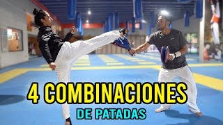 4 COMBINACIONES DE PATADAS PARA TAEKWONDO [upl. by Eldwun]