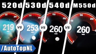 BMW 520d vs 530d vs 540d vs M550d ACCELERATION amp TOP SPEED by AutoTopNL [upl. by Assinna]