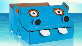 DIY Hippo Cardboard Boat  Summer Crafts for Kids [upl. by Louanna]