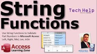 Use String Functions to Validate Part Numbers in Microsoft Access Left Right Mid Len InStr [upl. by Giarc717]