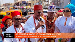 OBI OF ONITSHA UNVEILS IJELE MASQUERADE SCULPTURE [upl. by Zalea]