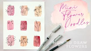 Easy Line and Wash Flower Doodles [upl. by Freya]