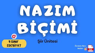 Nazım Biçimi Nazım Şekli 📌  9Sınıf Edebiyat Şiir Ünitesi  Deniz Hoca  PDF 📘📕 [upl. by Etneciv848]