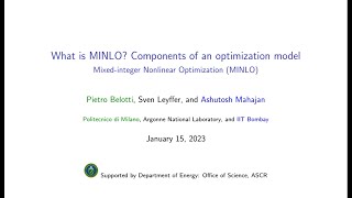 Lecture 1 What is MINLO Components of an Optimization Model by Sven Leyffer [upl. by Babita]