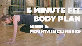 5 minute Fit Body Plan Fitness Challenge Week 5 Mountain Climbers [upl. by Ailekahs515]