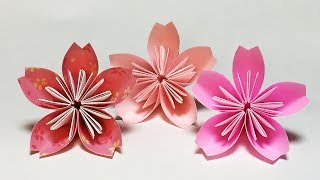 桜の折り紙 立体的な折り方【音声解説あり】Origami Flower Cherry blossoms tutorial [upl. by Fremont]