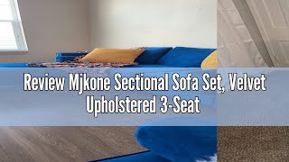 Review Mjkone Sectional Sofa Set Velvet Upholstered 3Seat Convertible Sofa with Storage Ottoman an [upl. by Domela555]