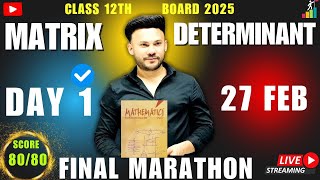 Class 12 Maths  Marathon Matrix and Determinants  8080 CBSE BOARDS 2025 CBSE PYQ 2024 2012 [upl. by Blakeley170]