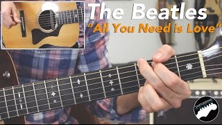 Beatles quotAll You Need is Lovequot Full Rhythm amp Lead Guitar Lesson [upl. by Asinet832]