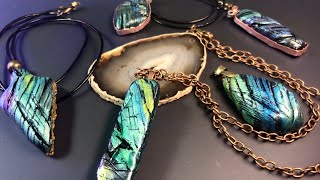 MY CRAZY WAY TO CREATE FAUX RAW LABRADORITE STONE FROM POLYMER CLAY JEWELRY TUTORIAL [upl. by Enier684]