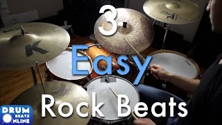 3 Easy Beginner Rock Beats  Beginner Drum Lesson  Drum Beats Online [upl. by Tatum]