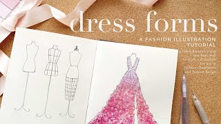 How to Draw a Dress Form ✨ Fashion Illustration Tutorial [upl. by Nilok]