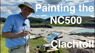 Painting a Watercolour on Clachtoll Beach Plein Air on the NC500 Route [upl. by Ydnim828]