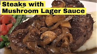 PanGrilled Steak with Mushroom Onion Lager Sauce [upl. by Nassah]