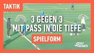 Fussballtraining 3 gegen 3 mit Pass in die Tiefe  Spielform  Taktik [upl. by Reidar703]