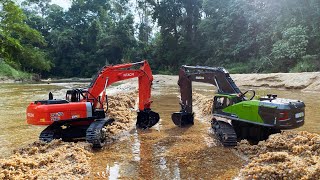 1 Days Job  RC Excavator Wltoys 16800 amp Huina 1593 Making Estuary [upl. by Donna486]