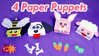 Paper Hand Puppets  4 Easy talking animal puppets [upl. by Nennarb]