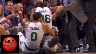 JR Smith amp Marcus Smart EPIC Scuffle  Celtics vs Cavaliers  100618 [upl. by Zeena]