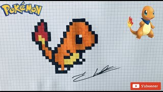 TUTO DESSIN PIXEL ART SALAMECHE POKEMON  HOW TO DRAW CHARMANDER PIXEL ART 1 pixelartpokemon [upl. by Oilcareh]