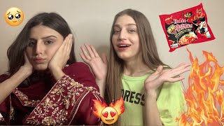 Spicy Fire Noodles Challenge🌶 With Saba👀 [upl. by Nisa855]