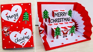 DIY Christmas popup card  Christmas greeting card making easy  Merry Christmas card [upl. by Avek950]