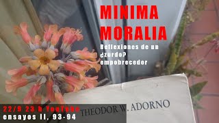 Minima Moralia  Reflexiones de un ¿zurdo empobrecedor  ensayos II 9394 [upl. by Zoldi]