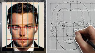 How to Draw FACES with ACCURATE PROPORTIONS amp FEATURES Front View  Tutorial [upl. by Tammara176]