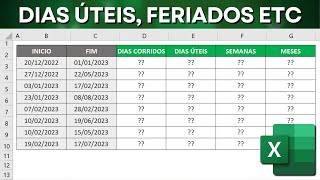 Calcular Dias Úteis Entre Uma Data e Outra  Dias Corridos Feriados Semanas e Meses [upl. by Yerffoeg]