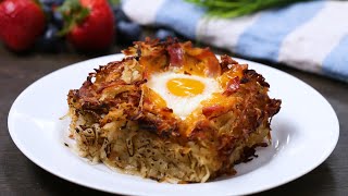 Crispy Cheesy Hash Brown Egg Bake [upl. by Hoes353]